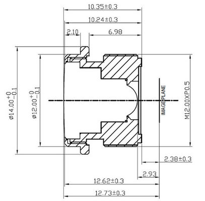 Car rear-view lens, 1/3'', HFOV: 120 Deg, MR-H9073