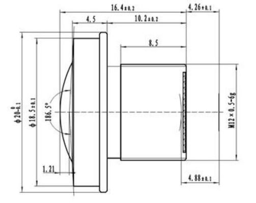 1/1.8″ Φ4.6mm 1.6mm F2.0 5mp 180 degree m12 fisheye lens