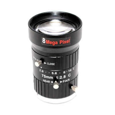 8Mega Pixel HD 75mm CCTV C Mount Lens Manual Iris Manual Focus F1.8 Aperture 1" Image Format Industrial Security Camera