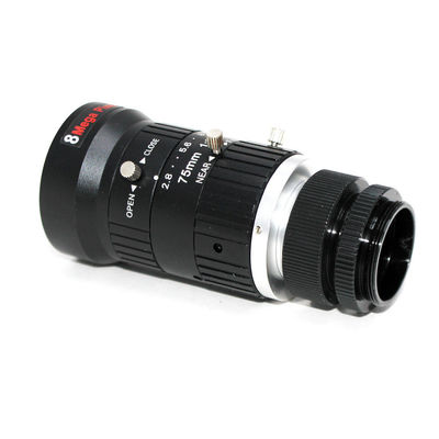 CCTV C Mount Machine Vision Lens F1.8 Aperture 1" Image Format 8 Mega Pixel HD 75mm