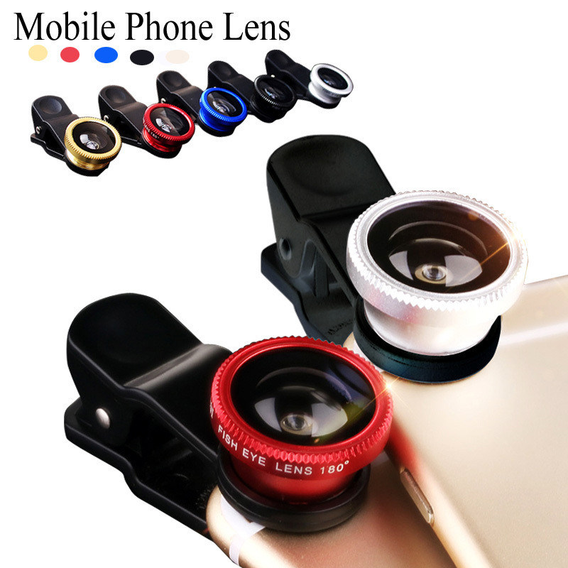 Universal clip on phone 3in1 lenses for Moblie Smart Phones 3 in 1 FishEye Wide Angle Macro Lens For iPhone For XIAO MI