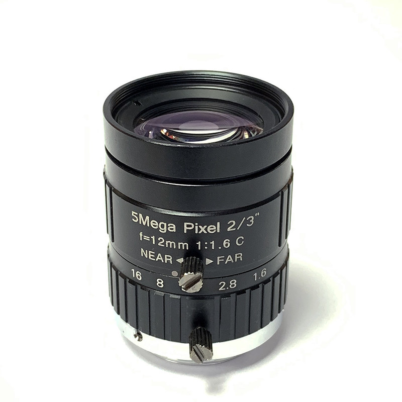 Low Distortion Industrial Machine Vision Lens 12mm 2/3 For 5MP Sensor