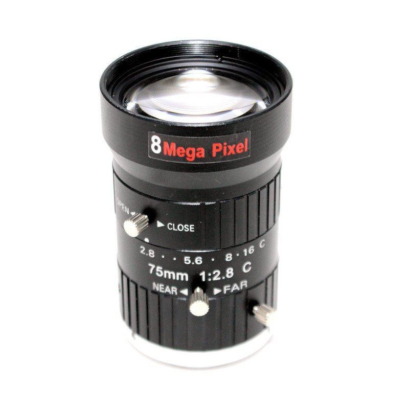 8Mega Pixel HD 75mm CCTV C Mount Lens Manual Iris Manual Focus F1.8 Aperture 1" Image Format Industrial Security Camera